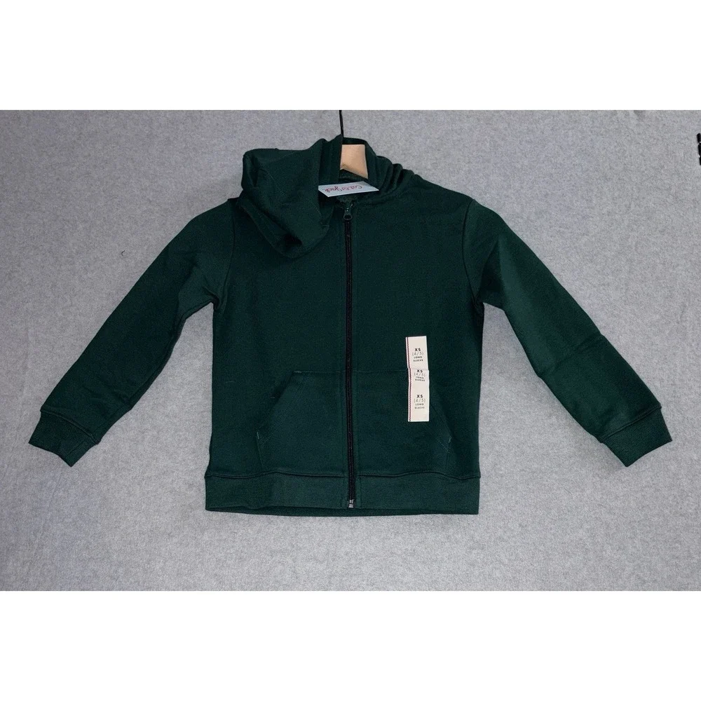 Cat & Jack Zip Up Hoodie - Dark Green - Kids XS (4/5)